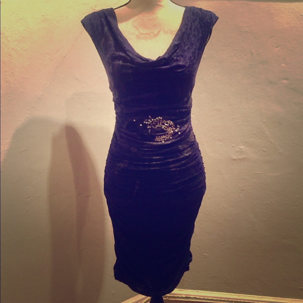 INC Navy blue dress with silver sequence